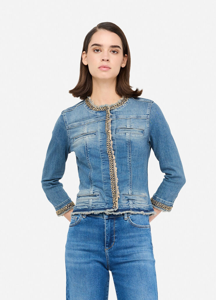 Denim jacket with jewel chains blue denim Liu Jo - medium