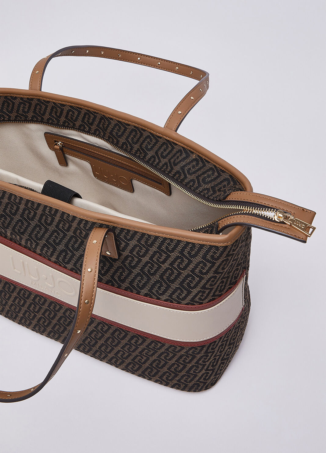 Bolso tote mediano monograma casta&ntilde;o oscuro Liu Jo - large image number 5