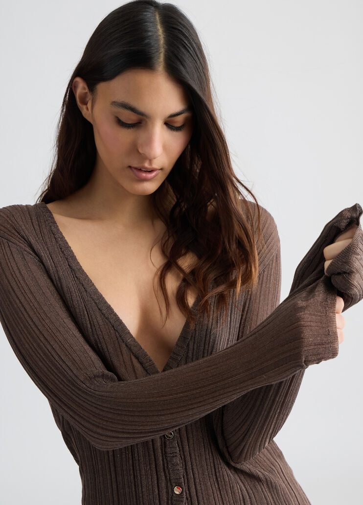 Lurex cardigan chocolate Liu Jo - large image number 2 Lurex cardigan chocolate Liu Jo - large image number 2