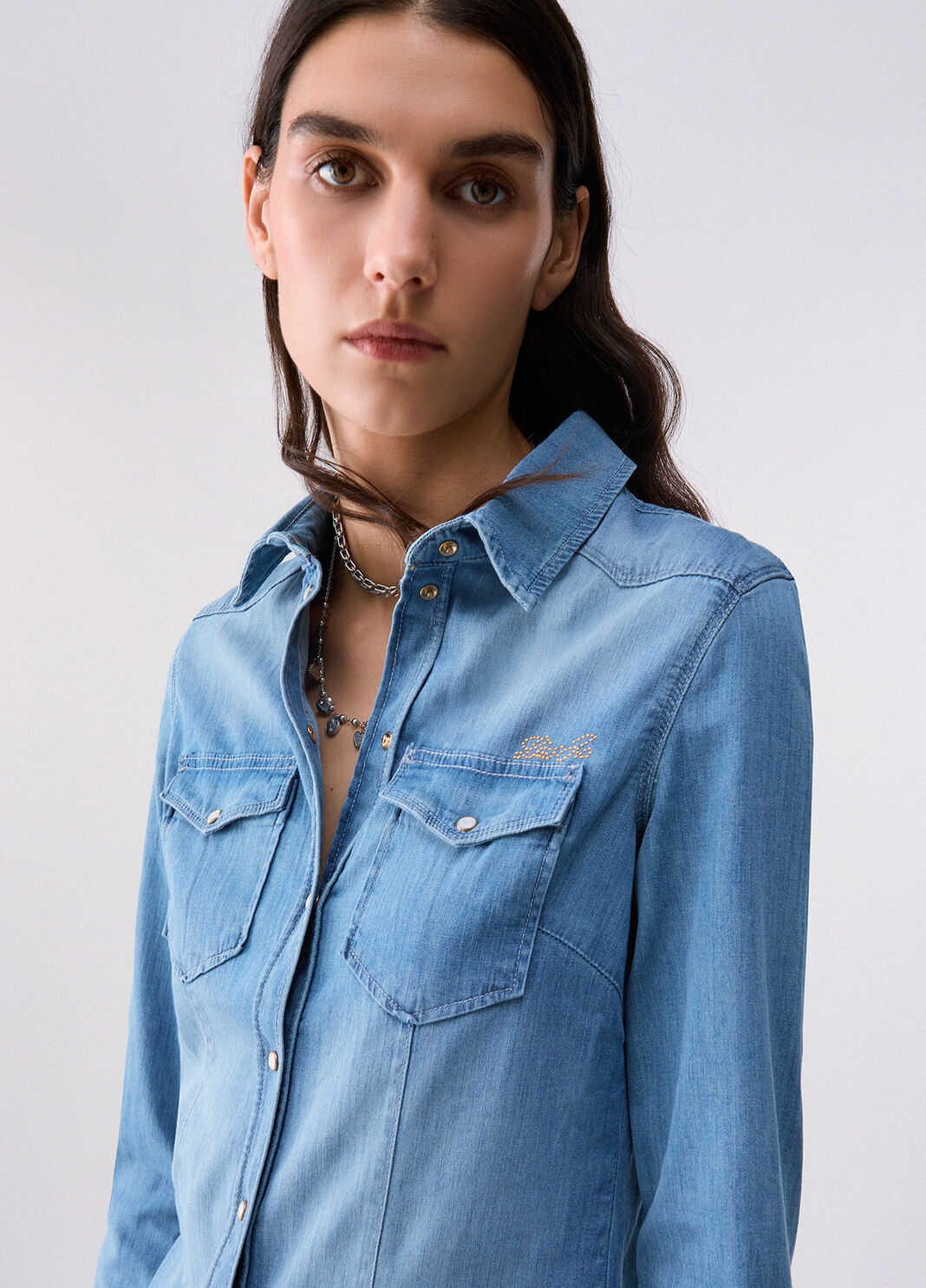 Denim shirt with embroidery blue denim Liu Jo - large image number 2
