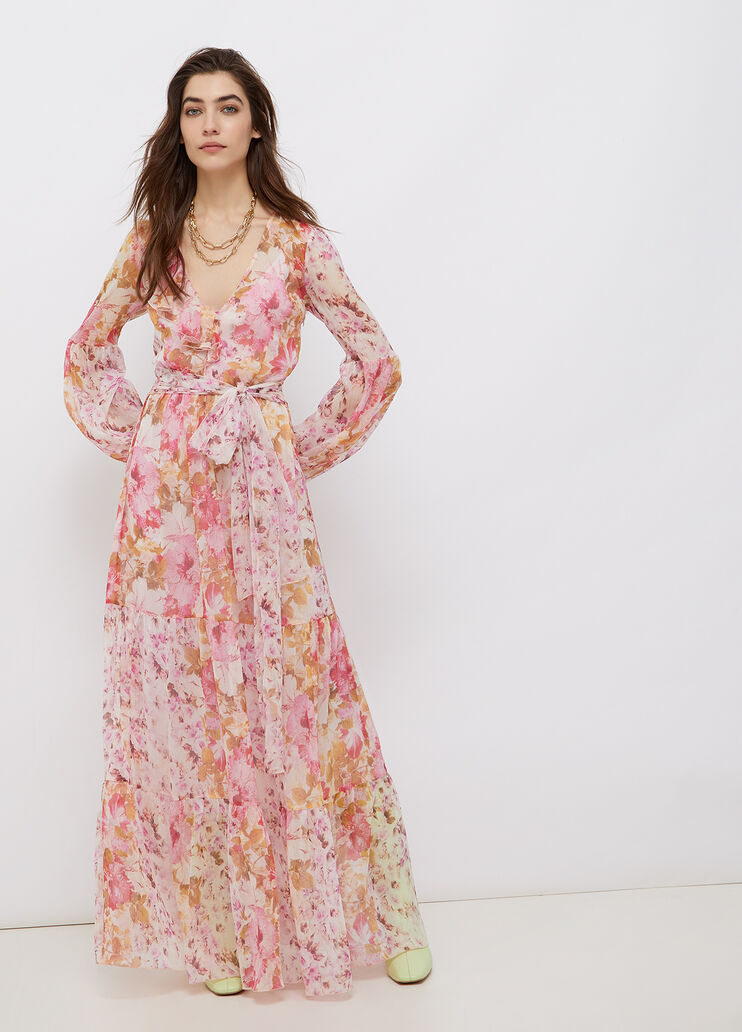 Long flowery dress pink flowers Liu Jo - large image number 0 Long flowery dress pink flowers Liu Jo - large image number 0