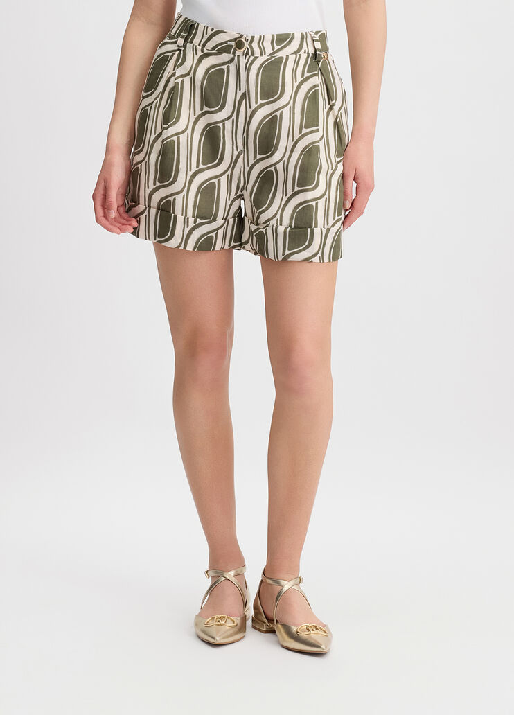 Printed ramie shorts green Liu Jo - large image number 0 Printed ramie shorts green Liu Jo - large image number 0