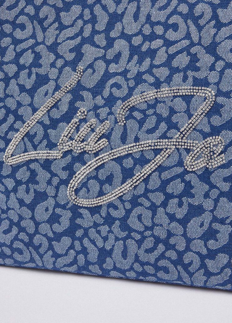 Large animal-print denim tote bag blue denim Liu Jo - large image number 4