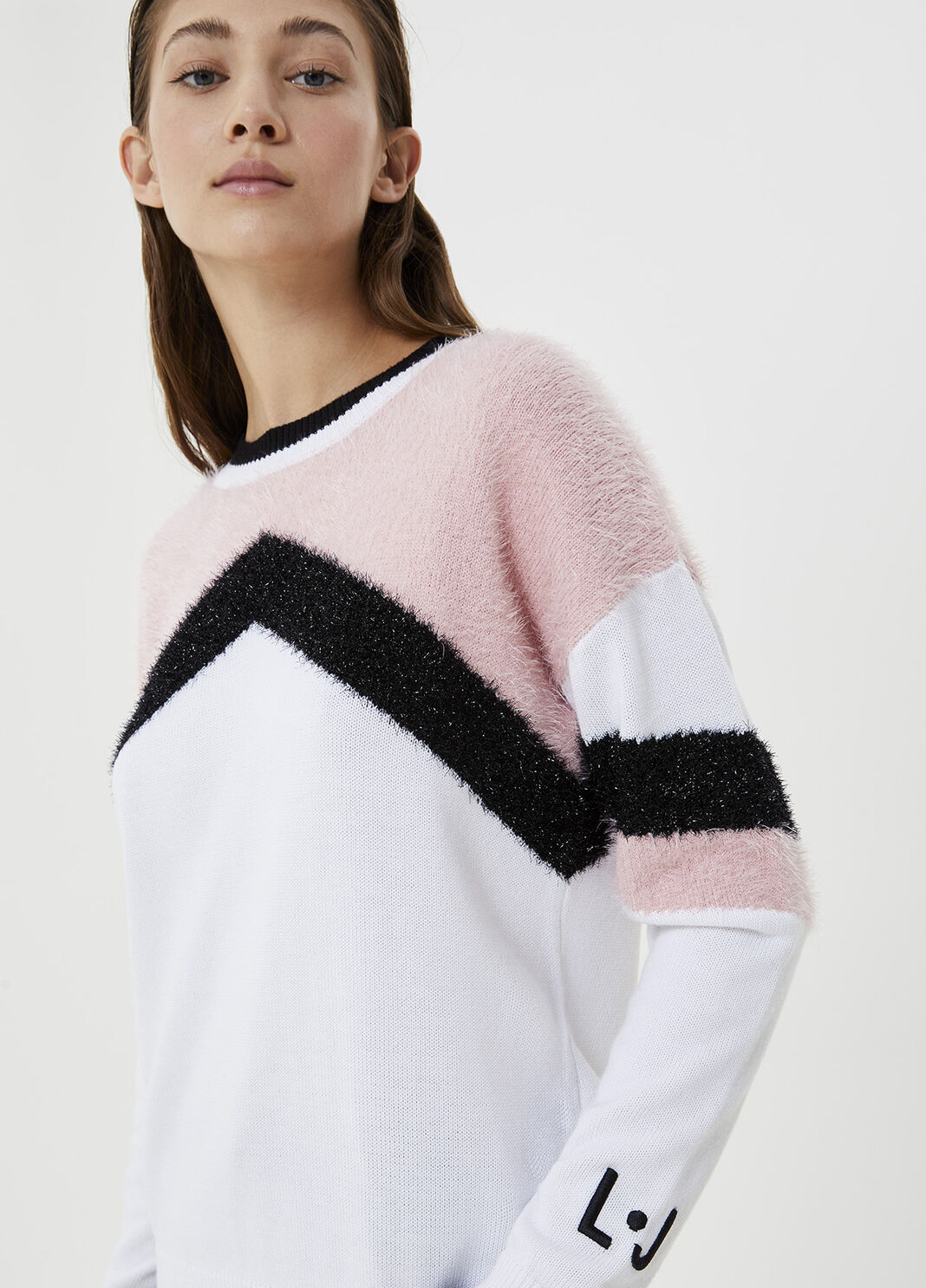 Maglia con inserto in lurex&reg; Bianco Liu Jo - large image number 2