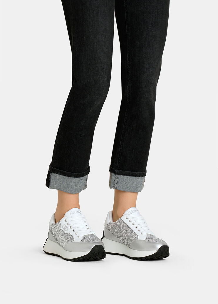 Sneakers with all-over glitter silver Liu Jo - large image number 0 Sneakers with all-over glitter silver Liu Jo - large image number 0