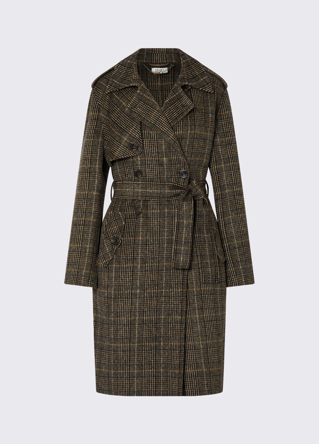 Long wool coat check Liu Jo - large image number 6
