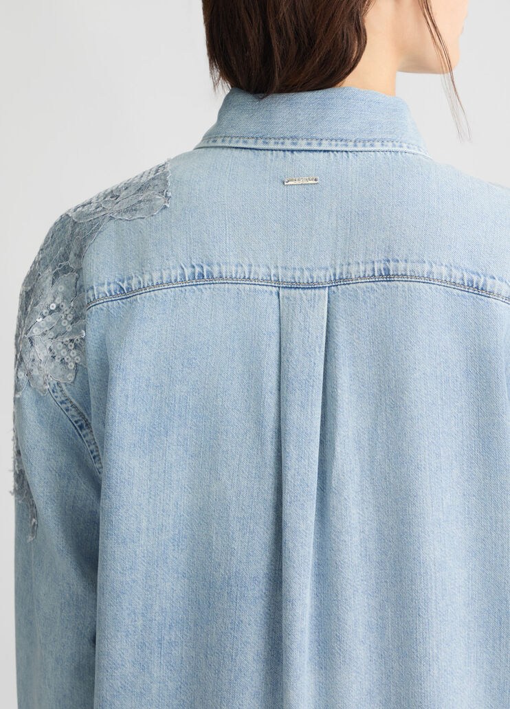 Denim dress with lace light denim Liu Jo - large image number 4 Denim dress with lace light denim Liu Jo - large image number 4