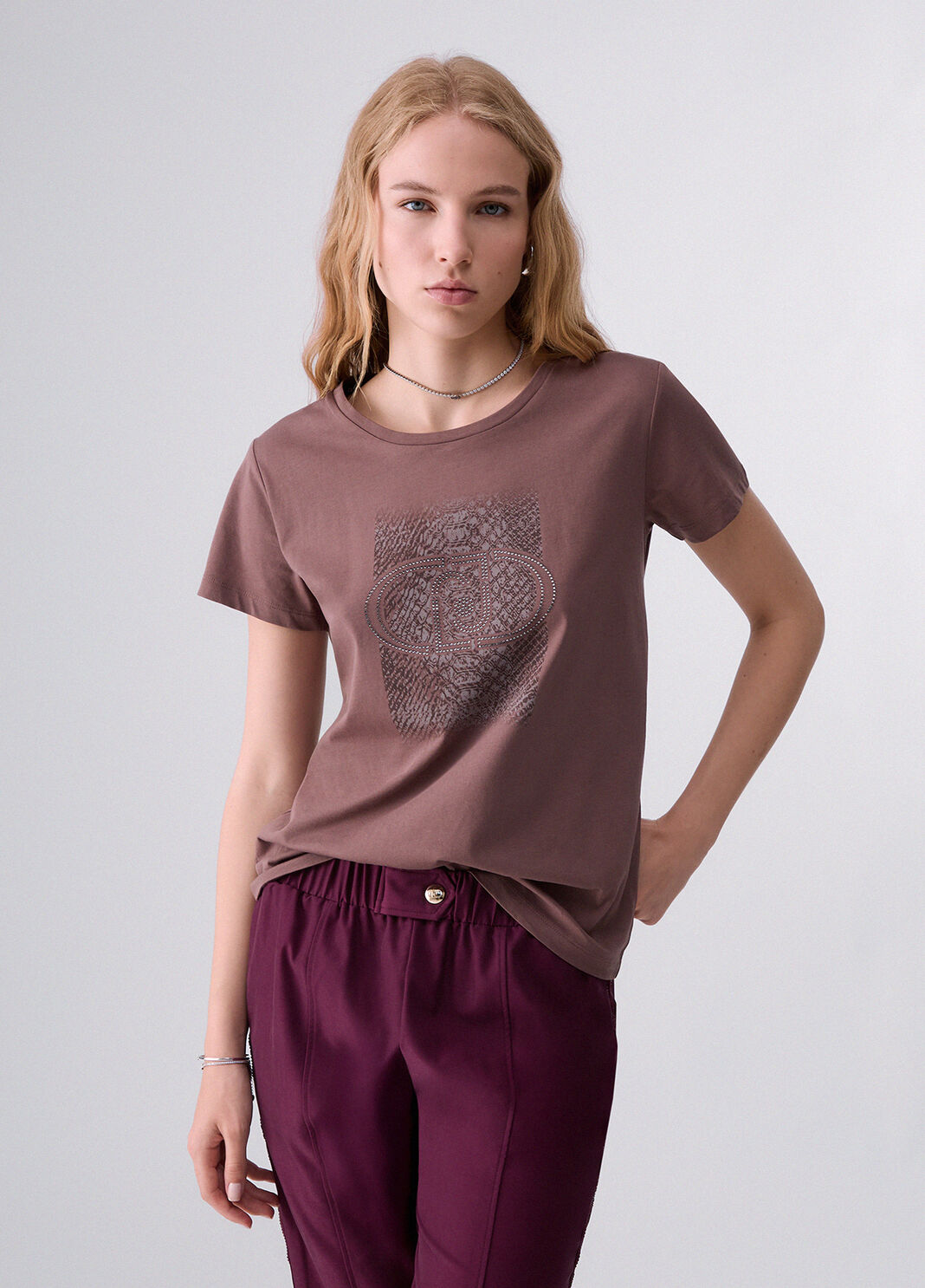 T-shirt avec logo rose fonc&eacute; Liu Jo - large image number 0