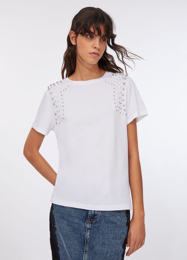 T-shirt with jewel embroidery white Liu Jo - large image number 0