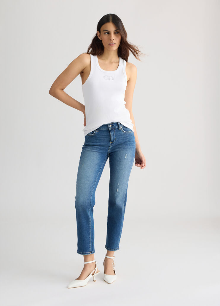 Slim jeans with gemstones dark denim Liu Jo - medium Slim jeans with gemstones dark denim Liu Jo - medium