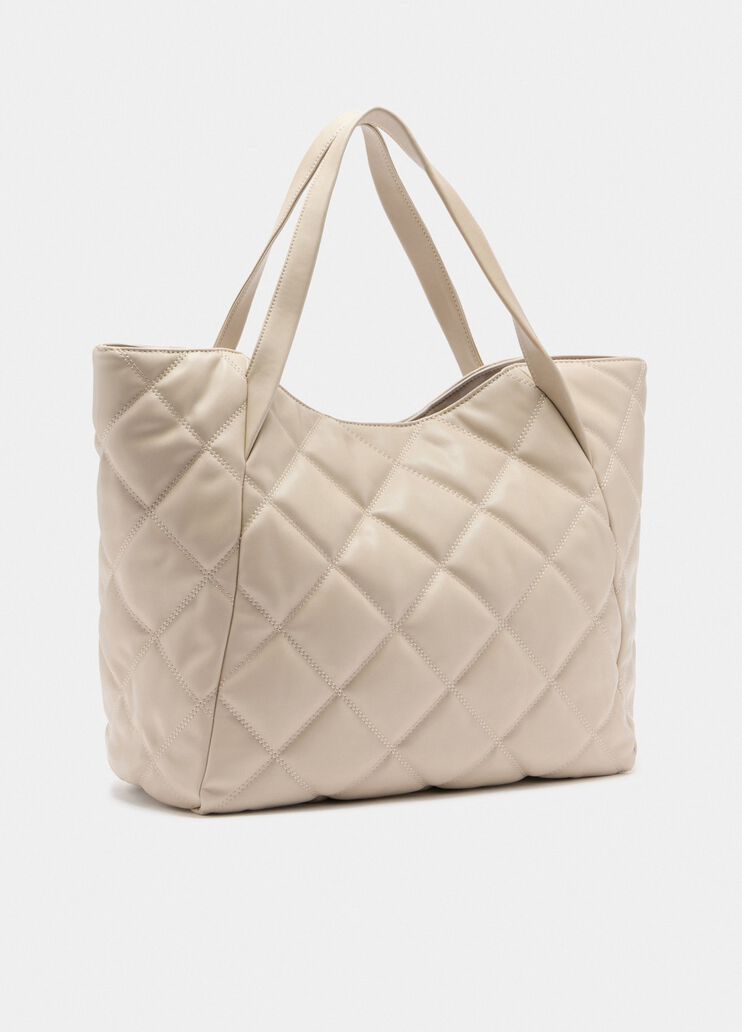 Sac fourre-tout grand format matelassé beige Liu Jo - large image number 3