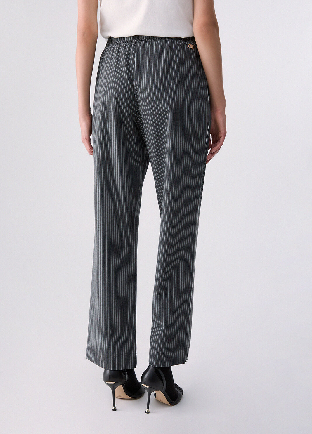 Pinstriped trousers with lace insert grey Liu Jo - large image number 1