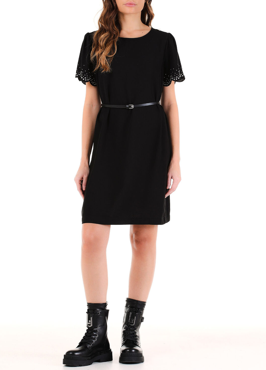 Kurzes Kleid mit eingefassten Schmucksteinen Schwarz Liu Jo - large image number 0