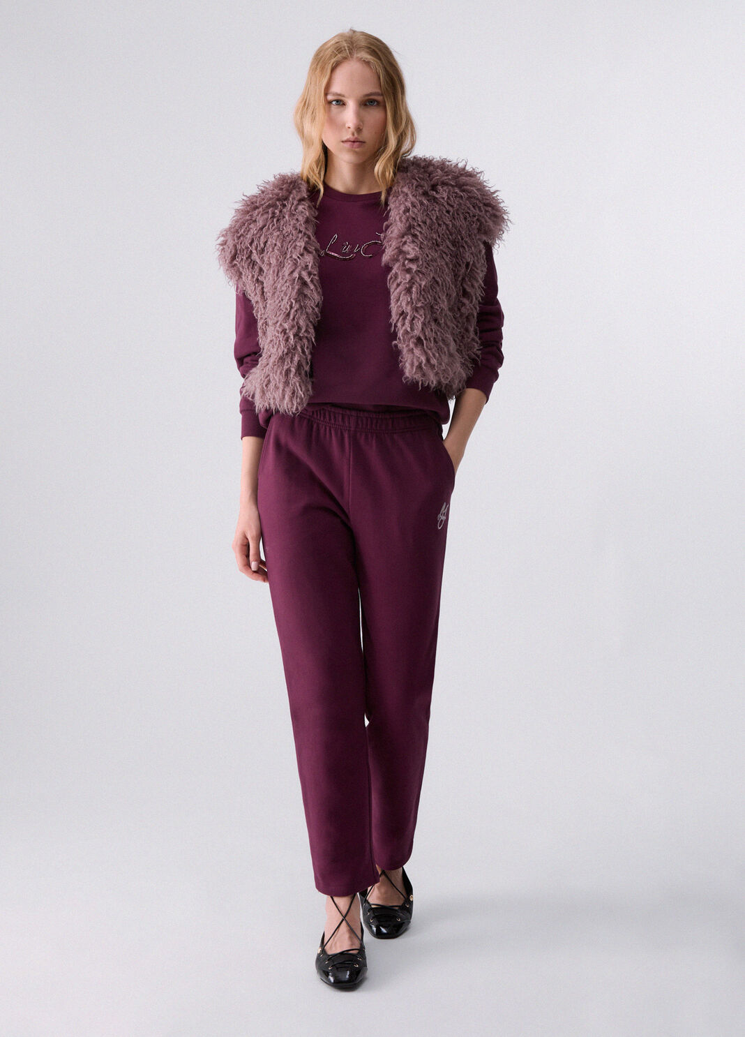 Sweat-shirt avec ornements bijoux aubergine Liu Jo - large image number 5