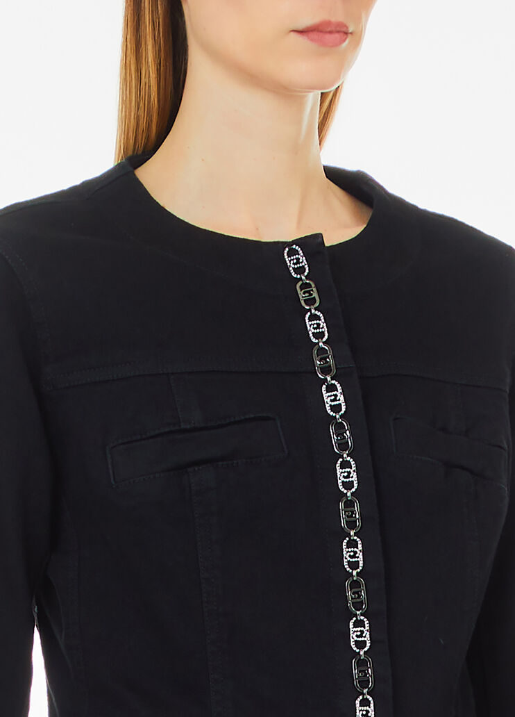 Giacca in denim con logo nero Liu Jo - large image number 2