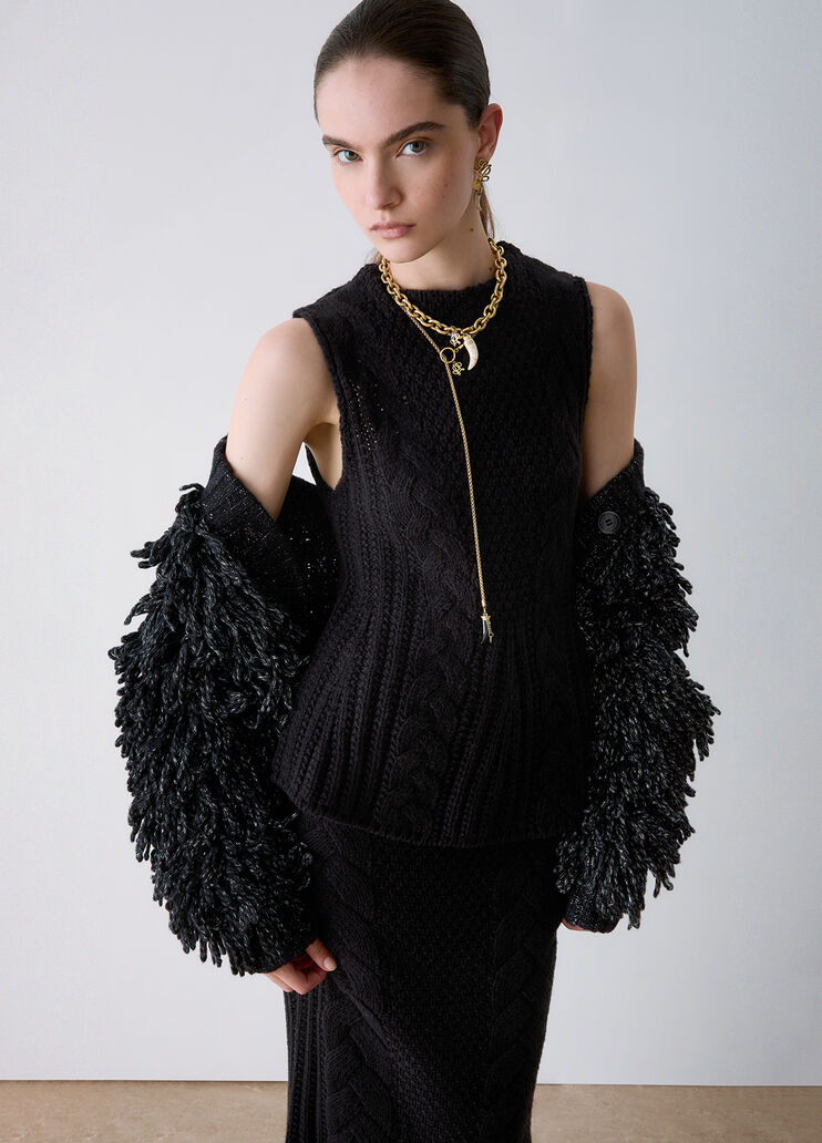 Top in maglia a trecce nero Liu Jo - medium