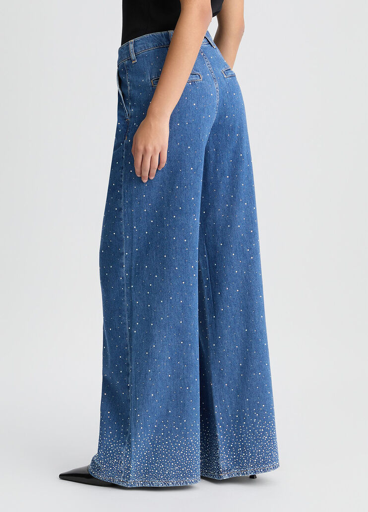 Flared jeans with rhinestones dark denim Liu Jo - large image number 3 Flared jeans with rhinestones dark denim Liu Jo - large image number 3