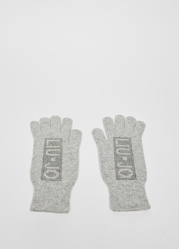 Gloves with logo and gemstones grey Liu Jo - large image number 0