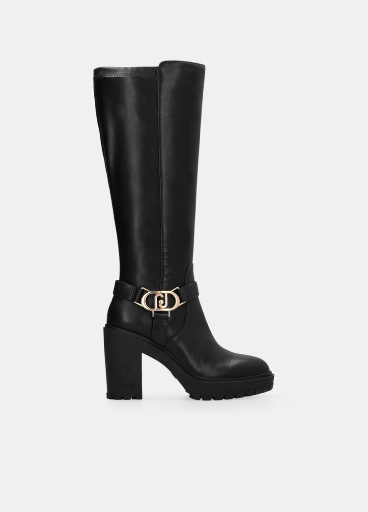 Knee-high leather boots black Liu Jo - large image number 0 Knee-high leather boots black Liu Jo - large image number 0
