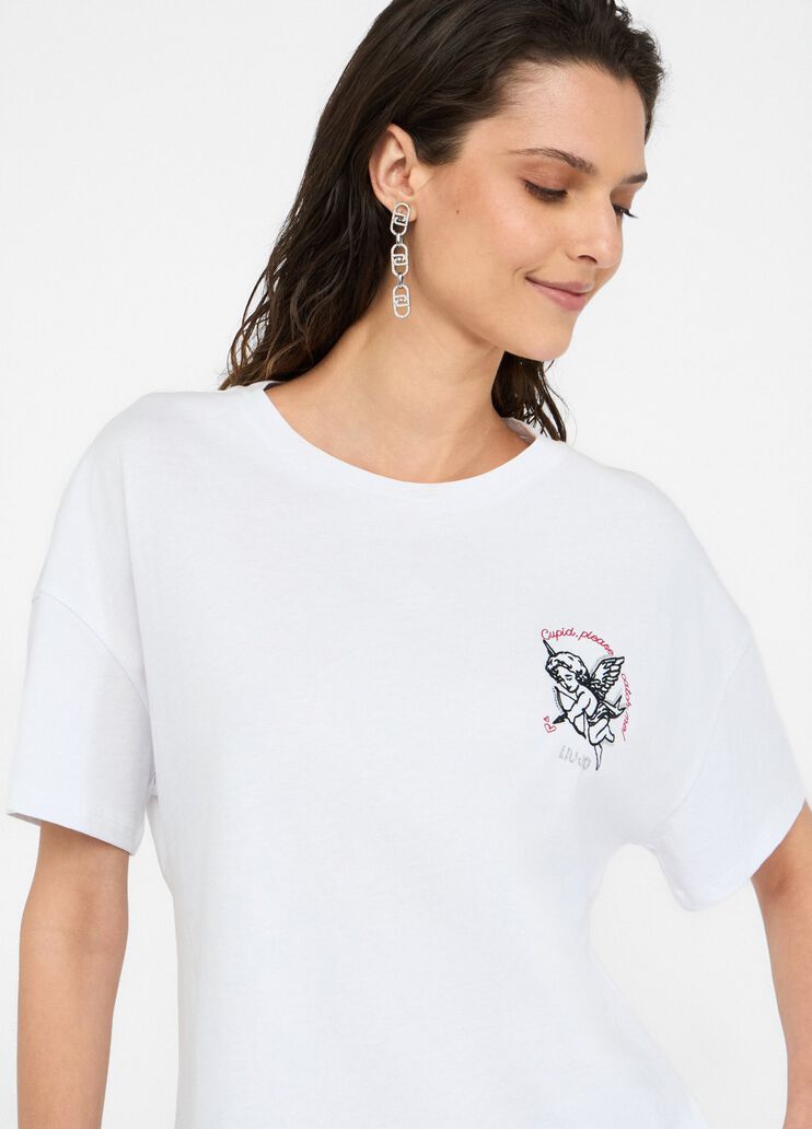 T-shirt with embroidery and rhinestones white Liu Jo - medium T-shirt with embroidery and rhinestones white Liu Jo - medium