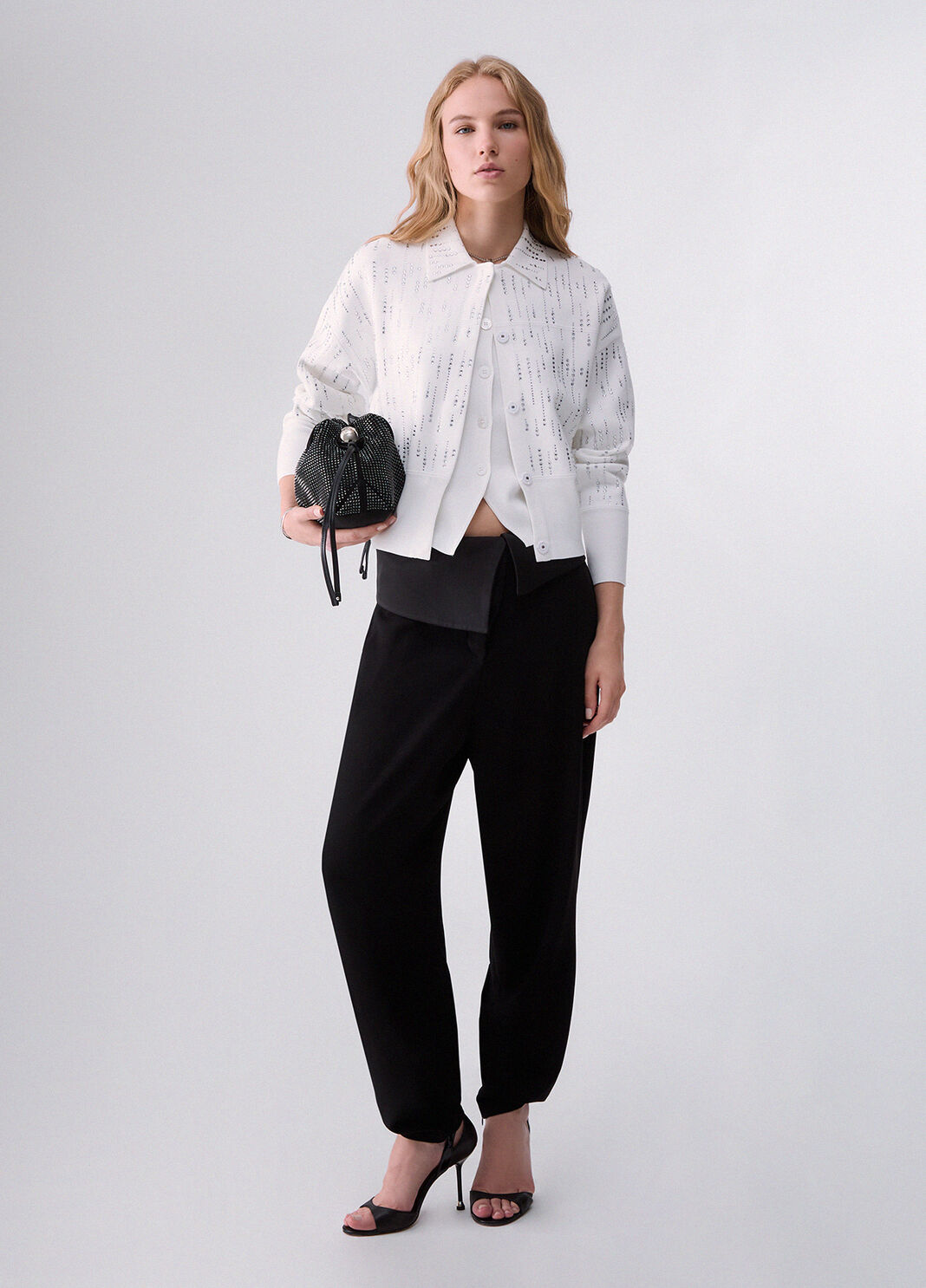 Knit jacket with gemstones white/gemstones Liu Jo - large image number 5