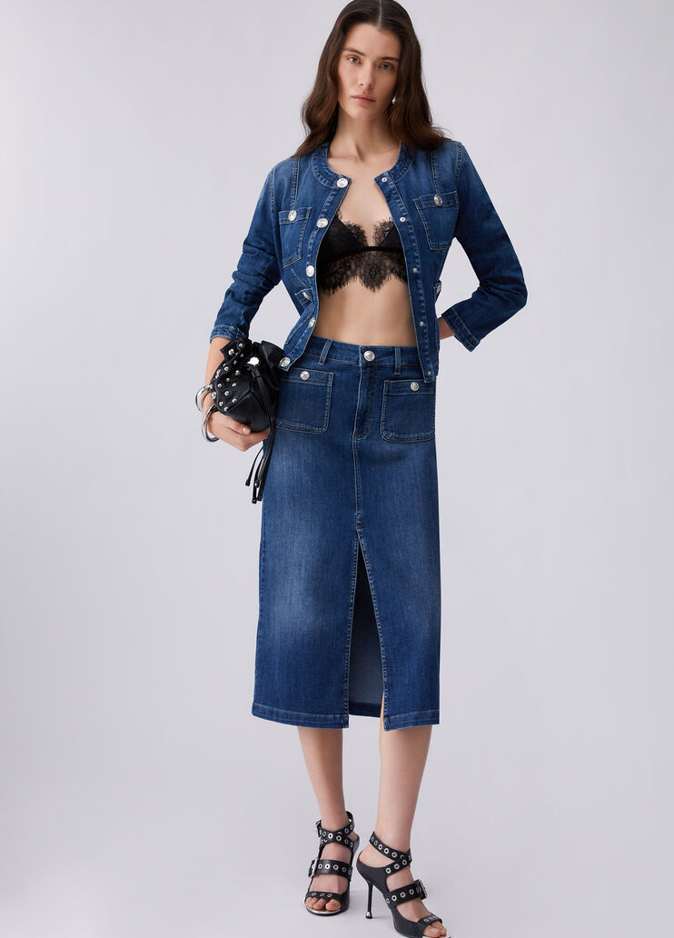 Falda vaquera a media pierna denim azul oscuro Liu Jo - medium
