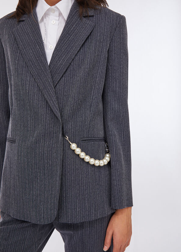 Blazer in flanella gessata gessato blu Liu Jo - medium