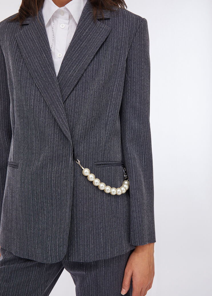 Blazer en flanelle à rayures craie bleu foncé à rayures craie Liu Jo - medium Blazer en flanelle à rayures craie bleu foncé à rayures craie Liu Jo - medium