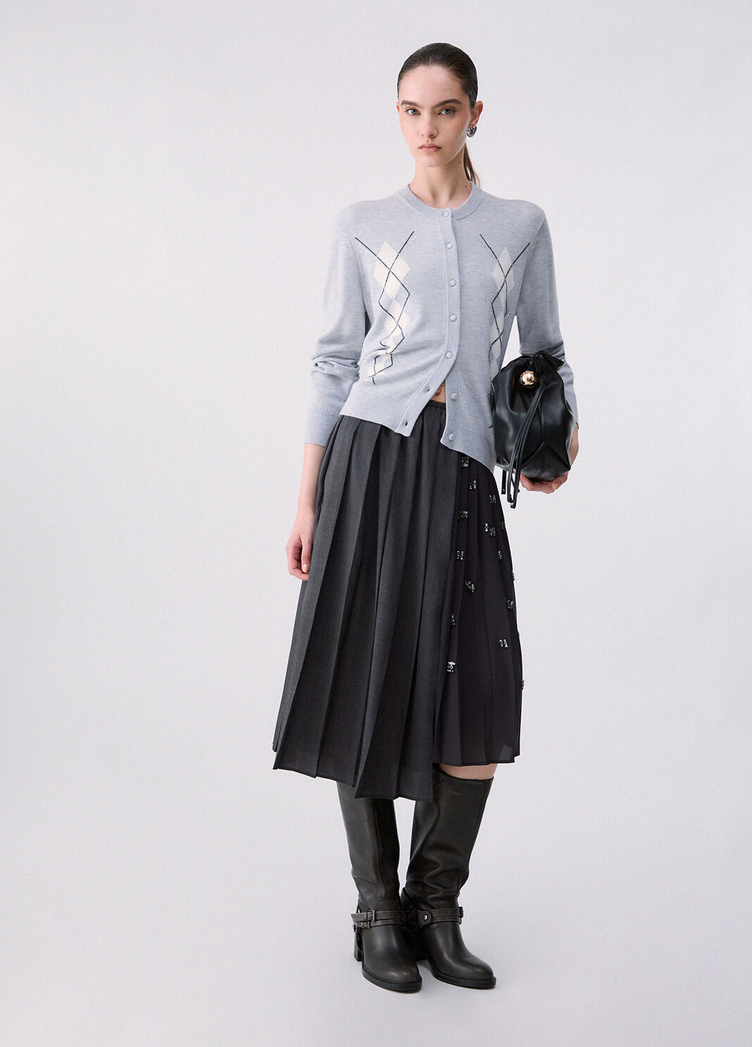 Wollcardigan mit Argyle-Muster Grau Liu Jo - large image number 5