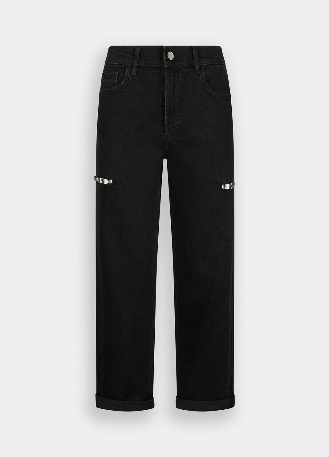 Vaqueros rectos con strass denim negro Liu Jo - large image number 4