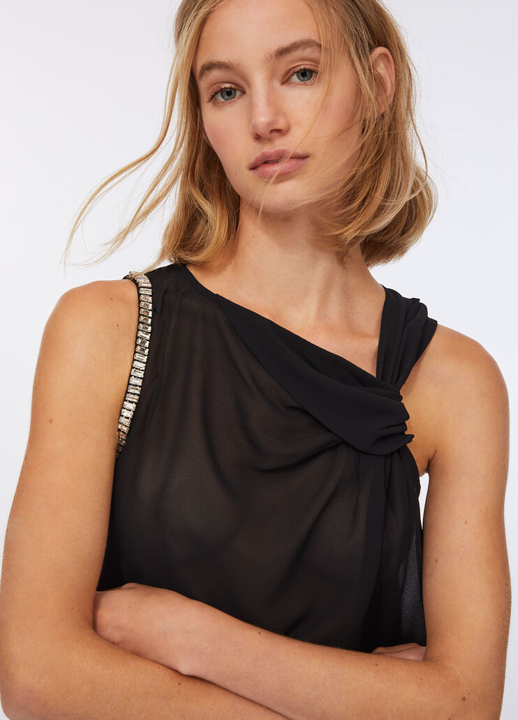 Top en coton et georgette noir Liu Jo - medium Top en coton et georgette noir Liu Jo - medium
