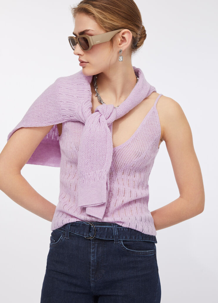 Wool and alpaca top lilac Liu Jo - medium