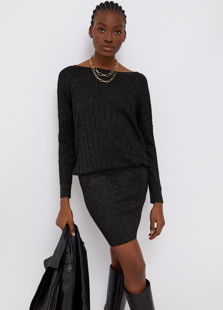 Джемпер с вырезом сзади и отделкой люрексом&reg; чёрный металл Liu Jo - large image number 0