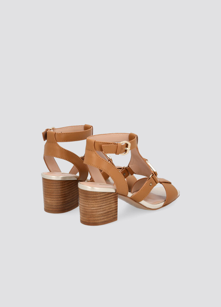 Heeled T-bar sandals walnut Liu Jo - large image number 2 Heeled T-bar sandals walnut Liu Jo - large image number 2