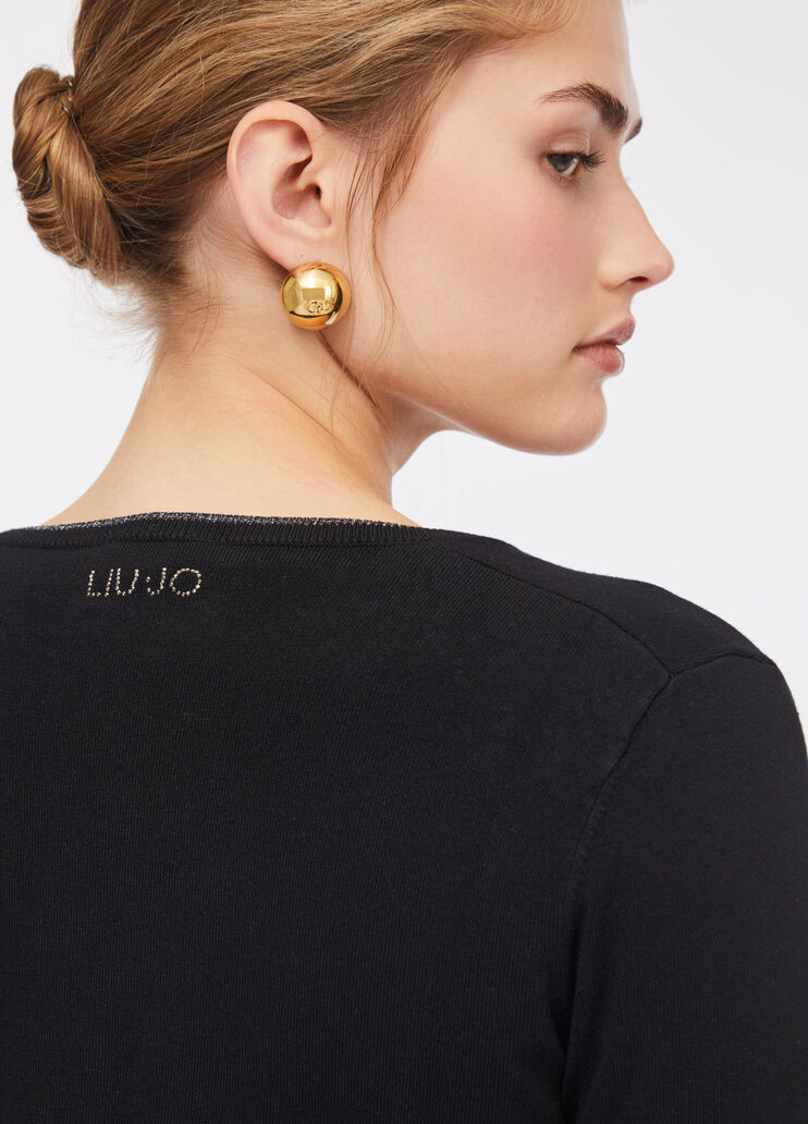 Cardigan avec boutons fantaisie noir Liu Jo - large image number 4