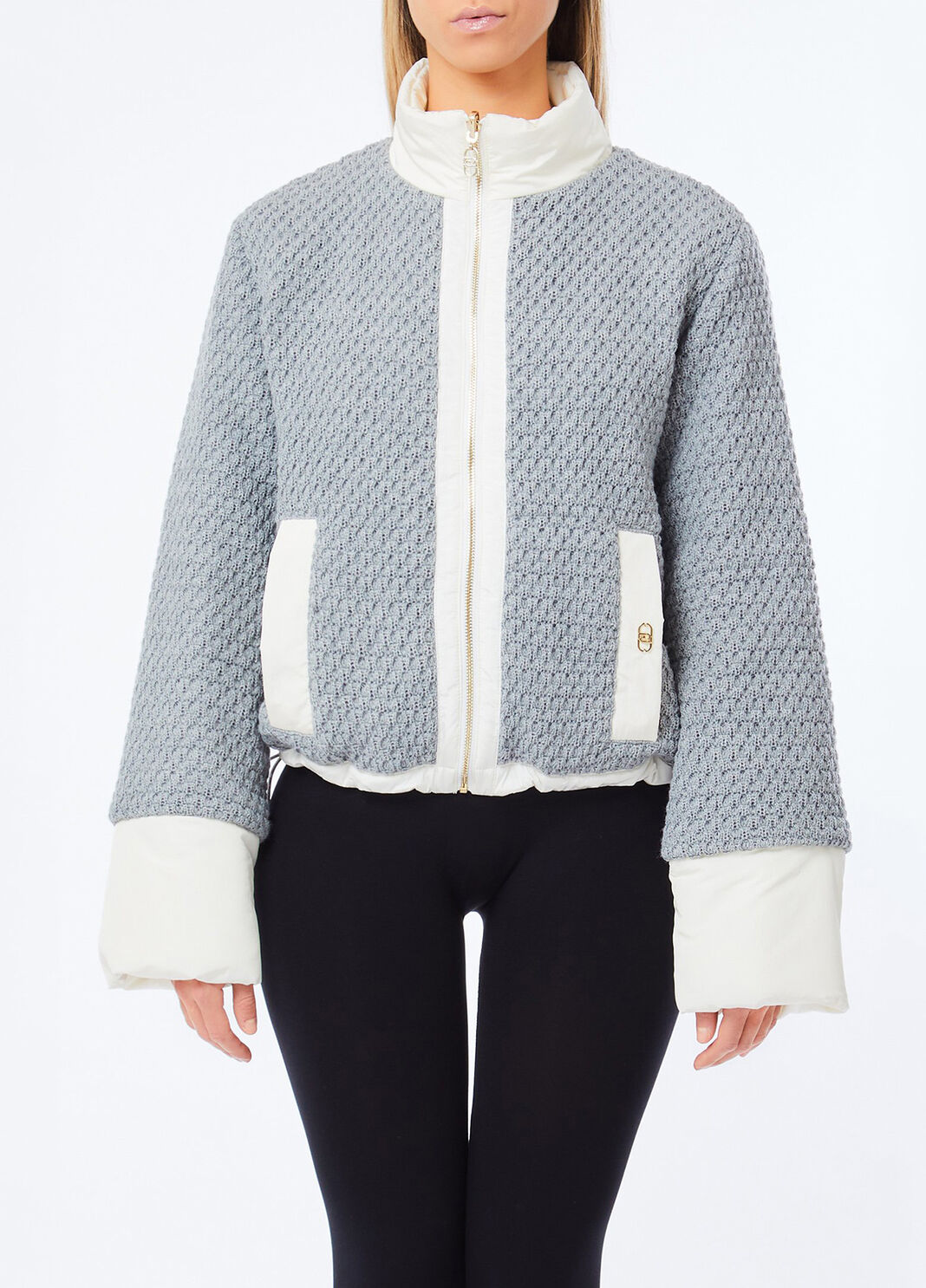 Quilted nylon and mesh jacket grey pinstripe Liu Jo - large image number 0