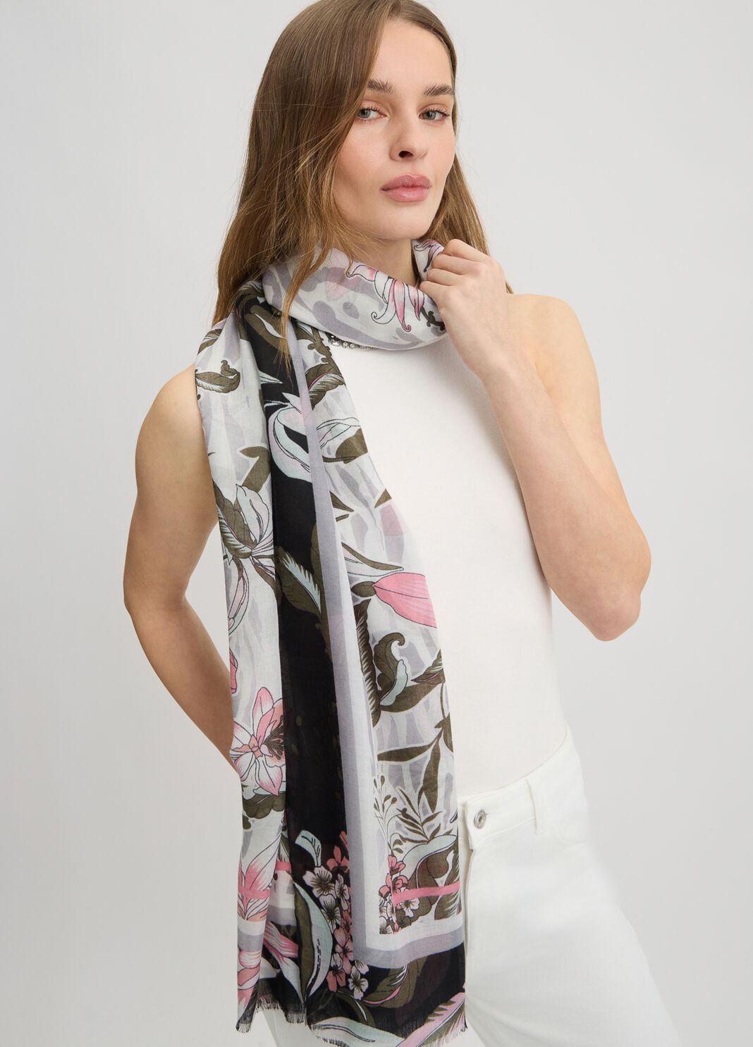 Scarf with floral print black Liu Jo - large image number 0