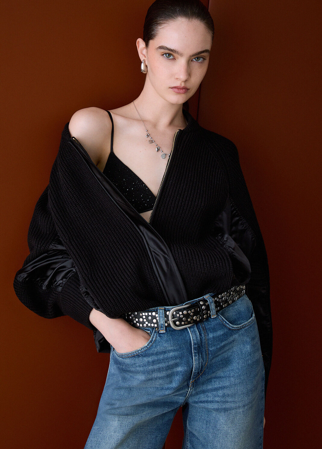 Knit Bomber with Nylon Inserts black Liu Jo - large image number 2