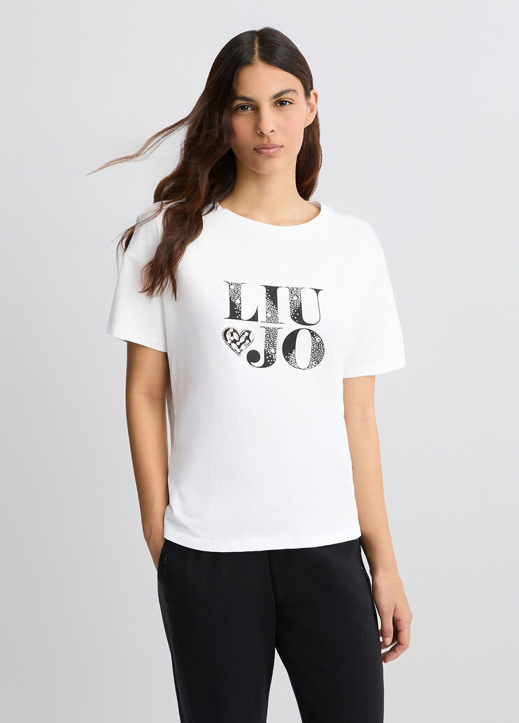 T-shirt with logo white/maxi-logo Liu Jo - medium T-shirt with logo white/maxi-logo Liu Jo - medium