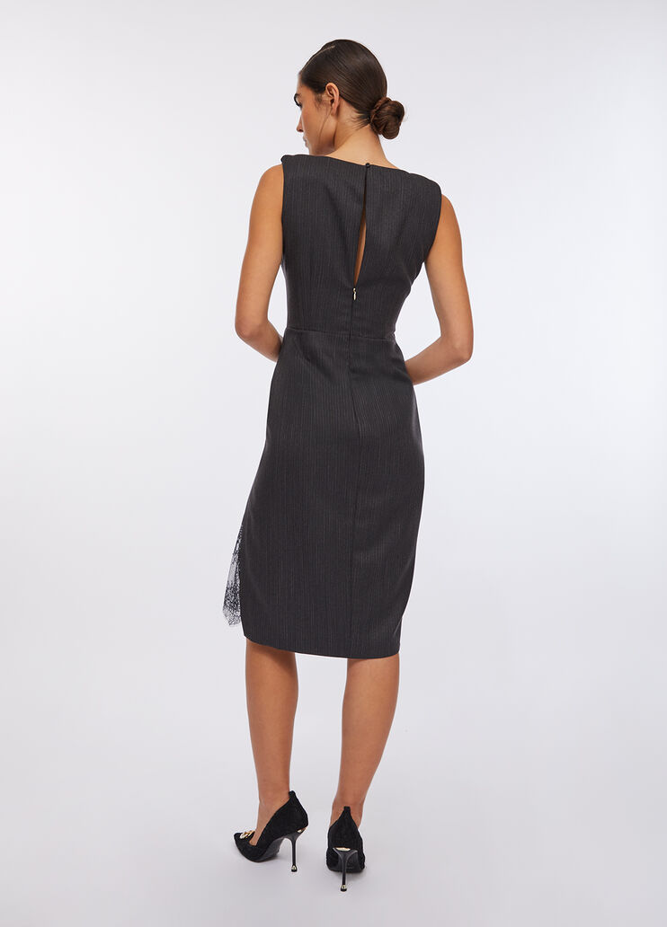 Pinstripe dress with lace pinstripe slate Liu Jo - large image number 1 Pinstripe dress with lace pinstripe slate Liu Jo - large image number 1