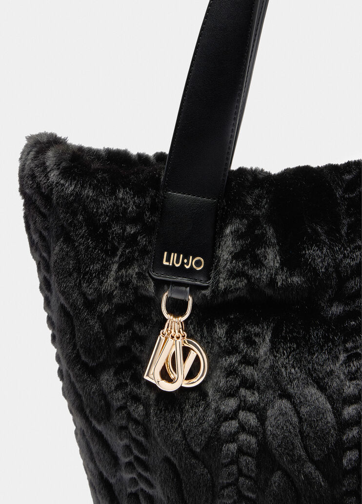 Bolso hobo de pelo sintético negro Liu Jo - medium Bolso hobo de pelo sintético negro Liu Jo - medium
