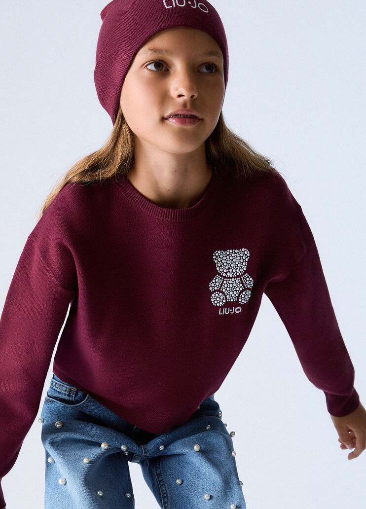 Sweater with jewel embroidery dark red Liu Jo - medium