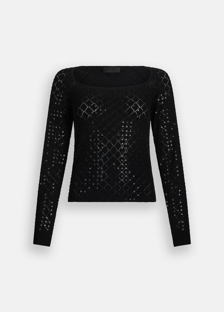 Pull avec paillettes noir Liu Jo - large image number 6