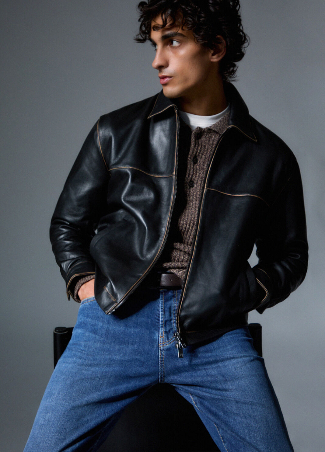 Jacket in leather dark brown Liu Jo - large image number 3