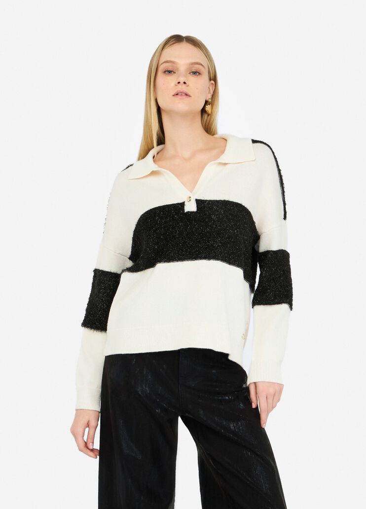 Polo in lana a righe bianco Liu Jo - medium Polo in lana a righe bianco Liu Jo - medium