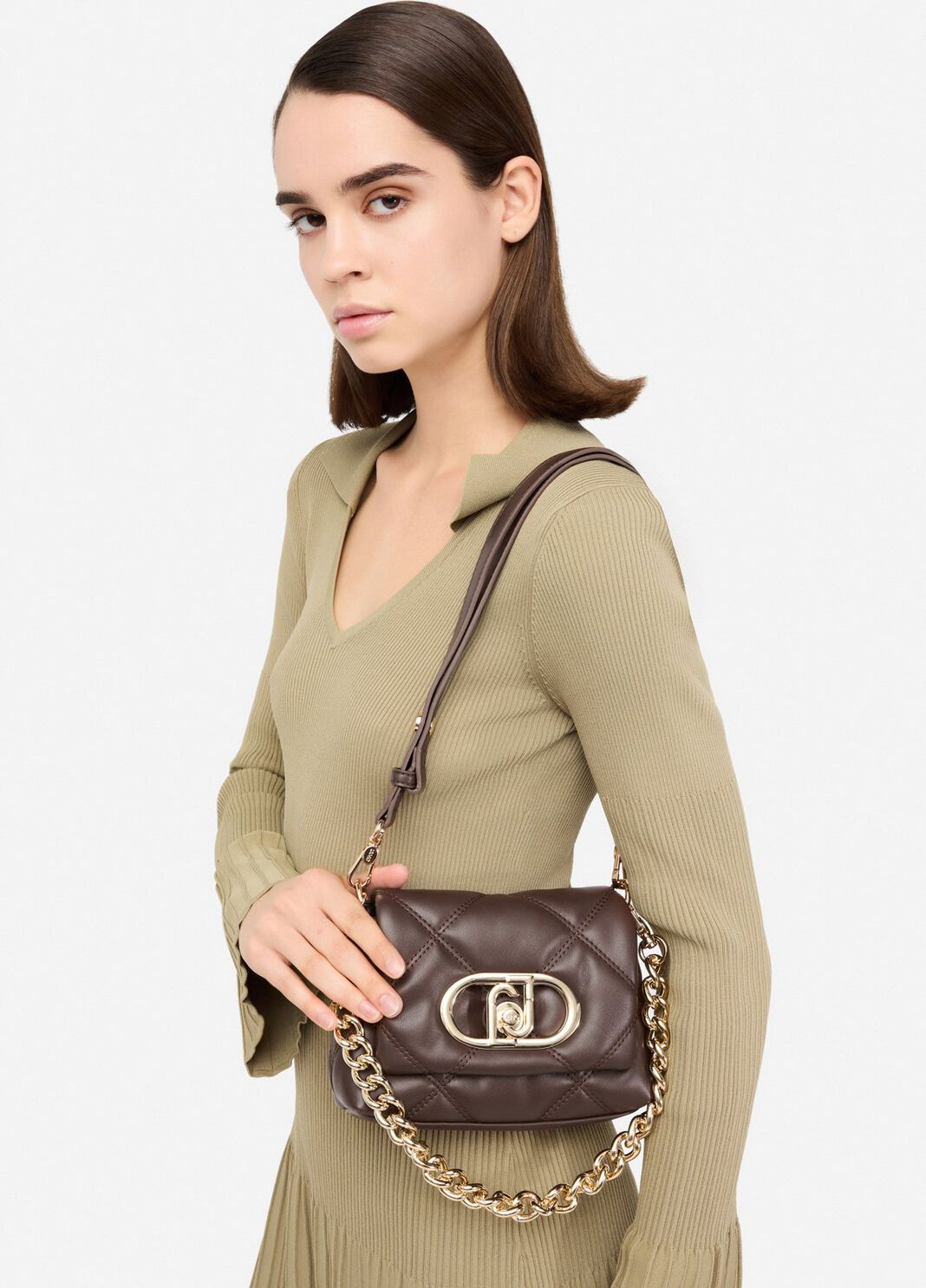 Маленькая сумка LaPuffy с эффектом матлассе темно-коричневый Liu Jo - large image number 0