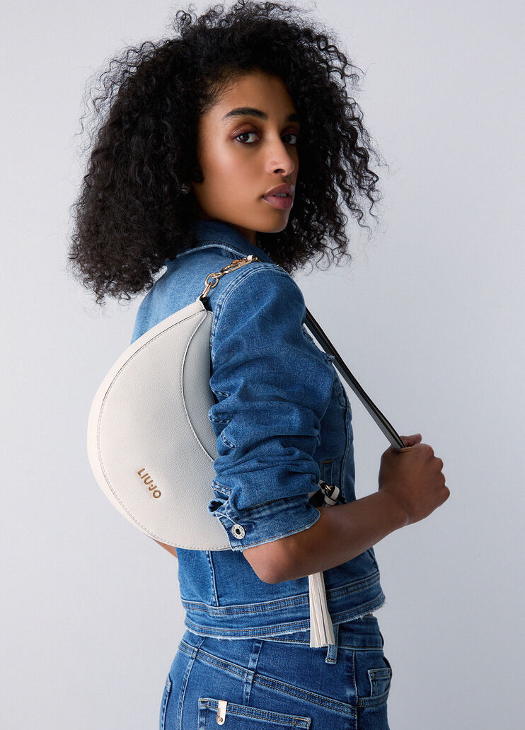 Mittelgro&szlig;e Hobobag mit Anh&auml;nger Creme Liu Jo - medium