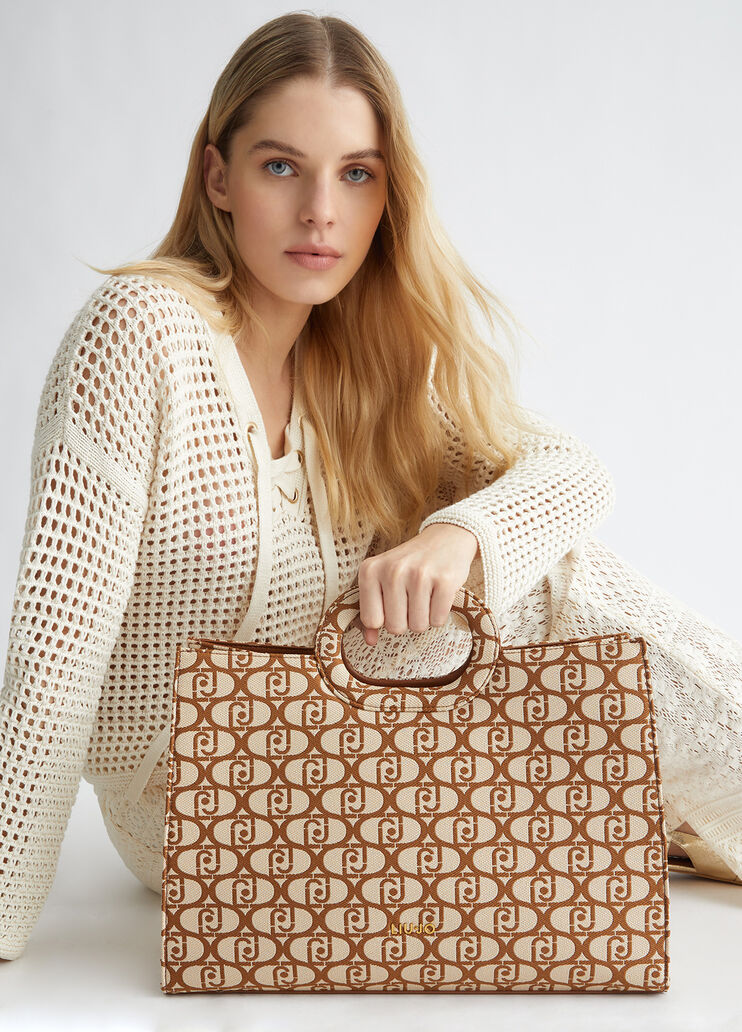 Shopper aus Jacquard mit Logo Farbe Braun | Liu Jo