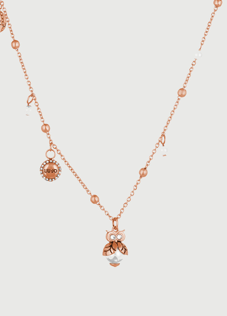 Owl charm necklace rose gold colour Liu Jo - large image number 1