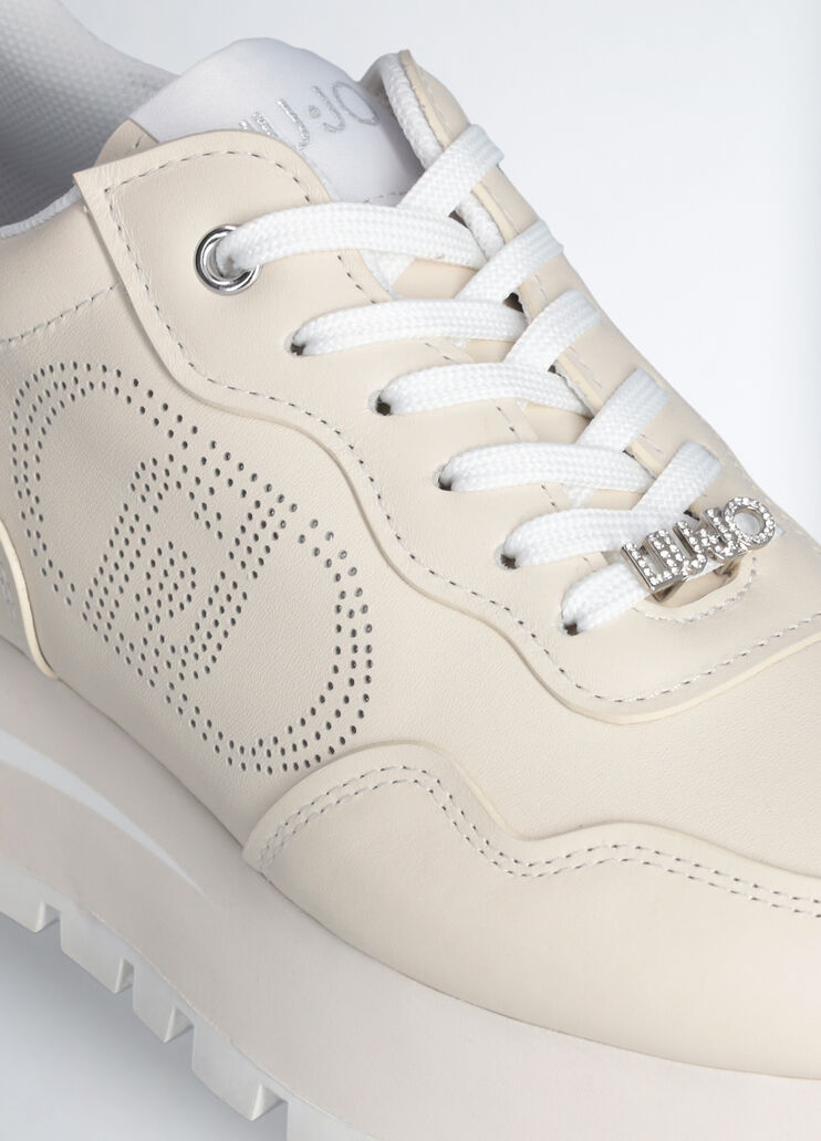Leather sneakers with openwork logo ivory Liu Jo - large image number 4 Leather sneakers with openwork logo ivory Liu Jo - large image number 4